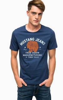 Синяя футболка с принтом Mustang