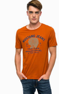 Оранжевая футболка с принтом Mustang