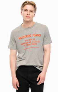 Серая футболка с принтом Mustang