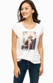 Белая хлопковая футболка с принтом Mustang