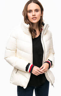 Молочный пуховик с объемным воротом Tommy Hilfiger