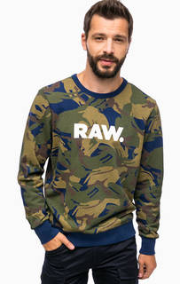 Хлопковый свитшот камуфляжной расцветки G Star RAW
