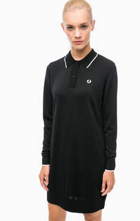 Черное трикотажное платье с длинным рукавами Fred Perry