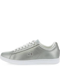 Серебристые кожаные кеды Lacoste