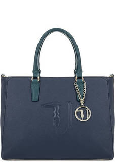 Синяя сумка с контрастными ручками Trussardi Jeans