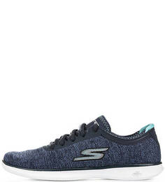 Синие текстильные кроссовки Skechers