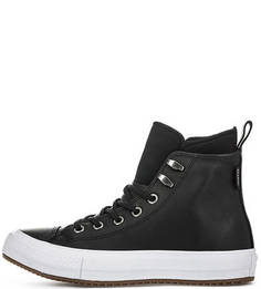 Черные кожаные кеды Converse