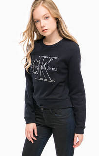Черный свитшот с логотипом бренда Calvin Klein Jeans