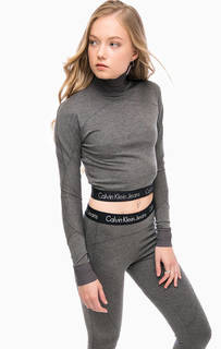 Серый трикотажный джемпер с логотипом бренда Calvin Klein Jeans