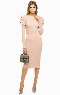 Бежевое платье приталенного силуэта Pinko