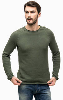 Хлопковый джемпер цвета хаки Jack & Jones