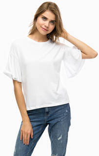 Белая хлопковая футболка Only