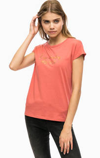 Футболка кораллового цвета с принтом Vero Moda