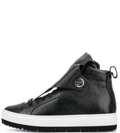 Кожаные высокие кеды черного цвета Armani Jeans