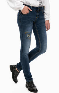 Зауженные джинсы с вышивкой на поясе Desigual