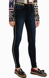 Джинсы скинни с золотистыми нашивками по бокам Desigual