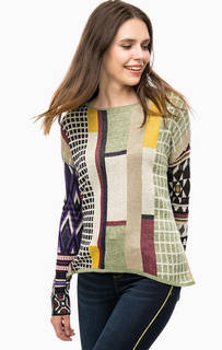 Разноцветный джемпер с удлиненной спинкой Desigual