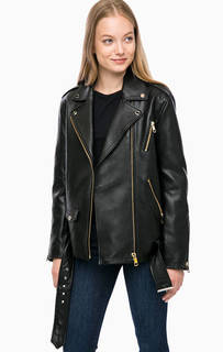 Утепленная кожаная куртка косуха Tommy Hilfiger