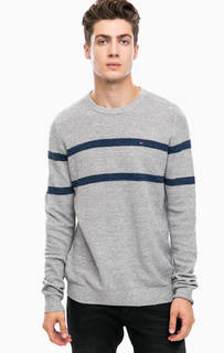 Серый хлопковый джемпер с круглым вырезом Hilfiger Denim