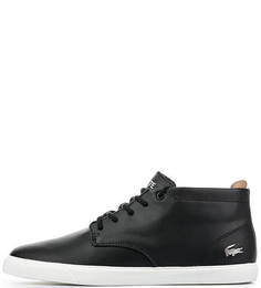 Черные кожаные кеды на шнуровке Lacoste