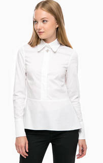 Белая блуза с воланом по низу Drykorn