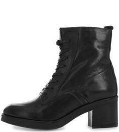 Черные кожаные ботинки на молнии и шнуровке Mjus