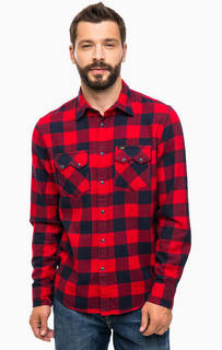 Хлопковая рубашка на кнопках в клетку Lee