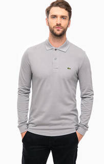 Серая футболка поло с длинными рукавами Lacoste