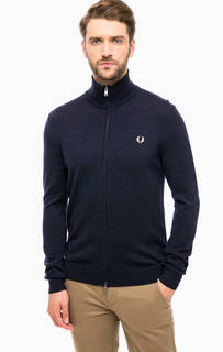 Синий шерстяной кардиган на молнии Fred Perry