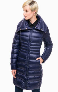 Синий стеганый пуховик с карманами Trussardi Jeans