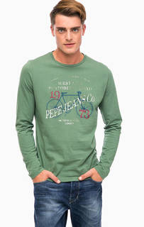 Зеленая хлопковая футболка с принтом Pepe Jeans