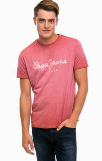 Хлопковая футболка с логотипом бренда Pepe Jeans
