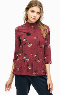 Бордовая блуза с цветочным принтом Ichi