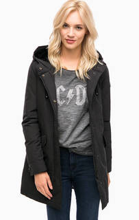 Черная парка с двумя карманами и капюшоном Wrangler