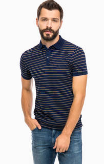 Синяя хлопковая футболка поло в полоску Wrangler