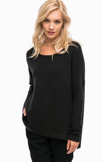 Черный трикотажный джемпер с удлиненной спинкой Selected