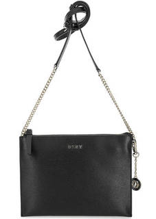Черный кожаный клатч с двумя отделами Dkny