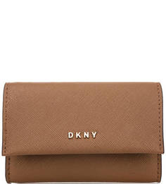 Коричневая визитница из сафьяновой кожи Dkny