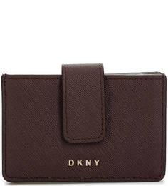 Бордовая визитница из сафьяновой кожи Dkny
