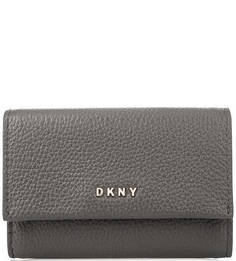 Серая визитница из натуральной кожи Dkny