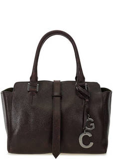 Темно-бордовая кожаная сумка на молнии Gianni Conti