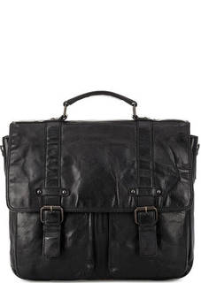 Черный кожаный портфель с двумя отделами Gianni Conti