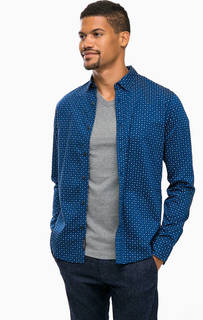 Синяя хлопковая рубашка с длинными рукавами Scotch&Soda