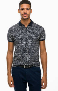 Синяя хлопковая футболка поло с принтом Scotch&Soda