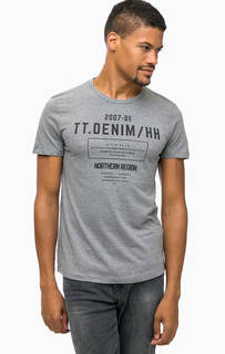 Серая футболка с короткими рукавами Tom Tailor Denim