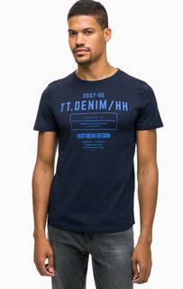 Синяя футболка с принтом Tom Tailor Denim