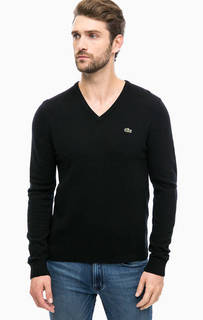 Черный джемпер с треугольным вырезом Lacoste