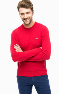 Красный шерстяной джемпер с круглым вырезом Lacoste