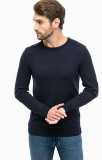 Синий хлопковый джемпер с круглым вырезом Calvin Klein Jeans
