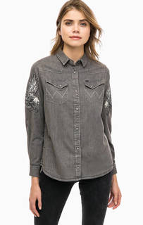Серая рубашка из денима с вышивкой Wrangler